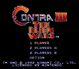 Contra III - The Alien Wars: tela de título