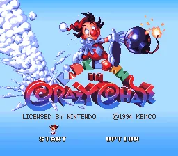 Kid Klown in Crazy Chase: tela de título