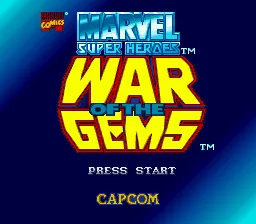 Marvel Super Heroes in War of the Gems: tela de título