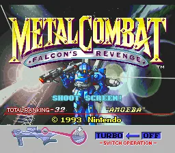 Metal Combat - Falcon's Revenge: tela de título