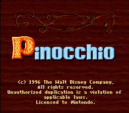 Pinocchio: tela de título