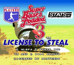 Super Bases Loaded 3 - License to Steal: tela de título