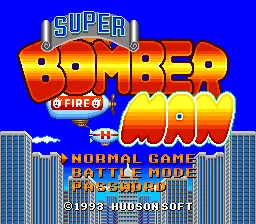 Super Bomberman: tela de título