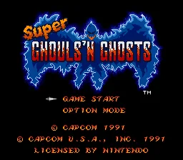 Super Ghouls 'N Ghosts: tela de título