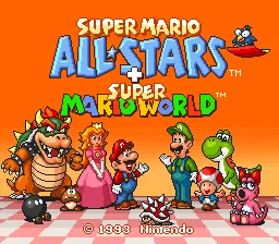 Super Mario All-Stars + Super Mario World: tela de título