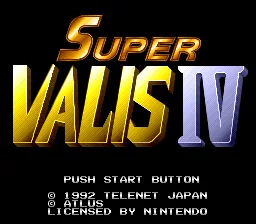 Super Valis IV: tela de título