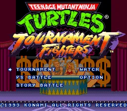 Teenage Mutant Ninja Turtles - Tournament Fighters: tela de título