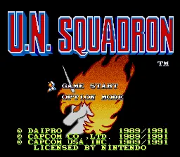 U.N. Squadron: tela de título
