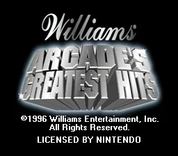 Williams Arcade's Greatest Hits: tela de título