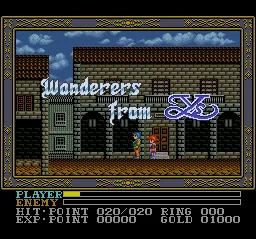 Ys III - Wanderers from Ys: tela de título